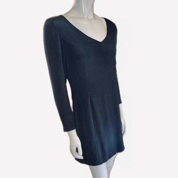 👠🥂 HUGO BUSCATI Vintage 90s Black Silk Luxe Cocktail Party Mini DressSz 12
